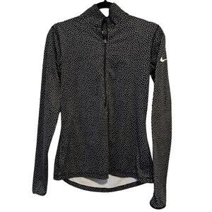 Nike Pro Dri-Fit Half Zip Polka Dot Black Jacket Long Sleeves Sweatshirt M